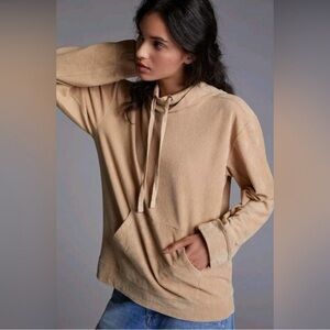 Daily Practice by Anthropologie The Cozy Corduroy Hoodie Size Small Tan Pocket